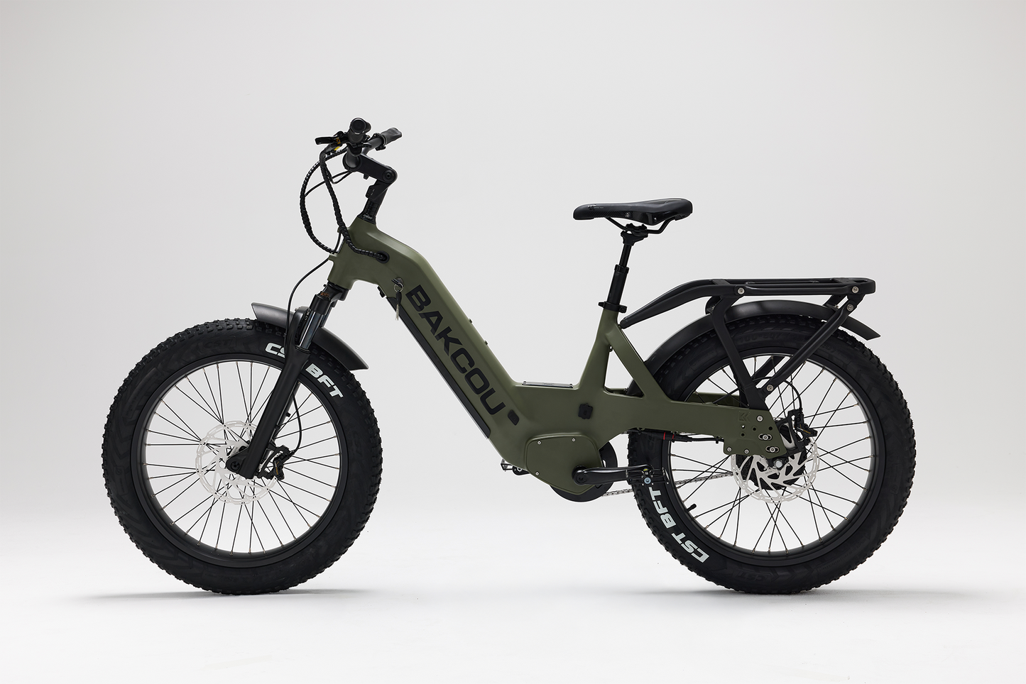 Bakcou Flatlander SD E-Bike – Side View, Driver Side, Matte Army Green