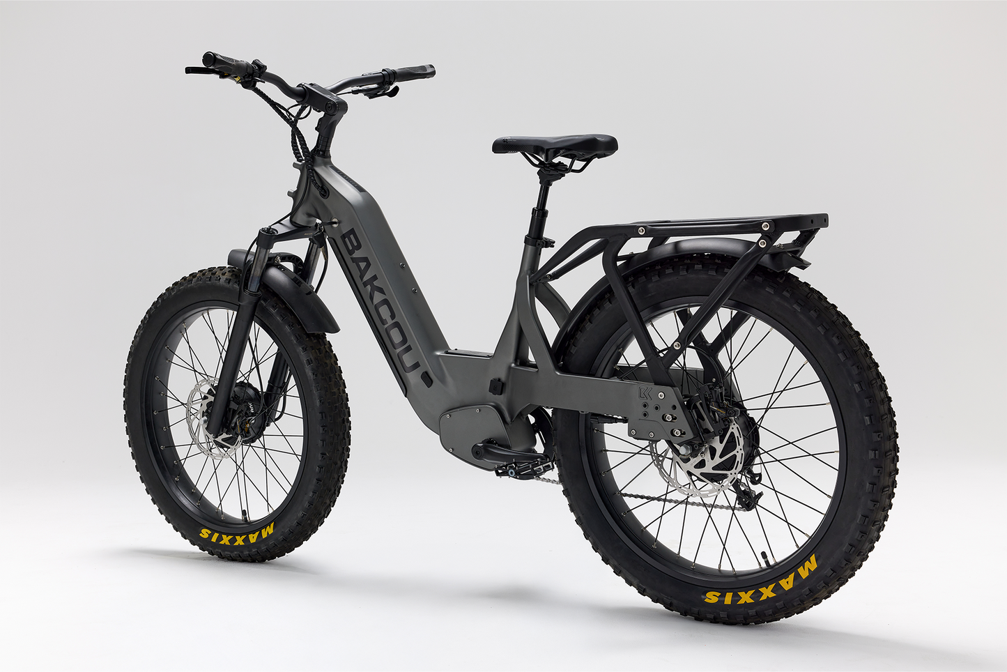 Bakcou Kodiak SD AWD E-Bike – Rear Angled View, Driver Side, Gun Metal Gray Frame