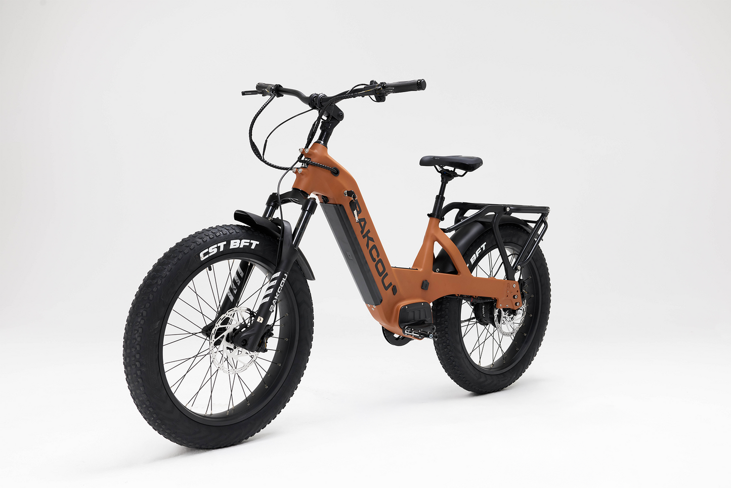 Bakcou Flatlander SD E-Bike – Angled View, Driver Side, Matte Burnt Orange Frame