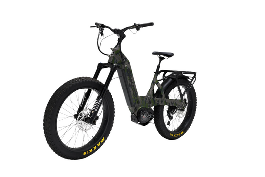 Bakcou Mule SD E-Bike – Angled View, Driver Side, Kuiu Camo Frame