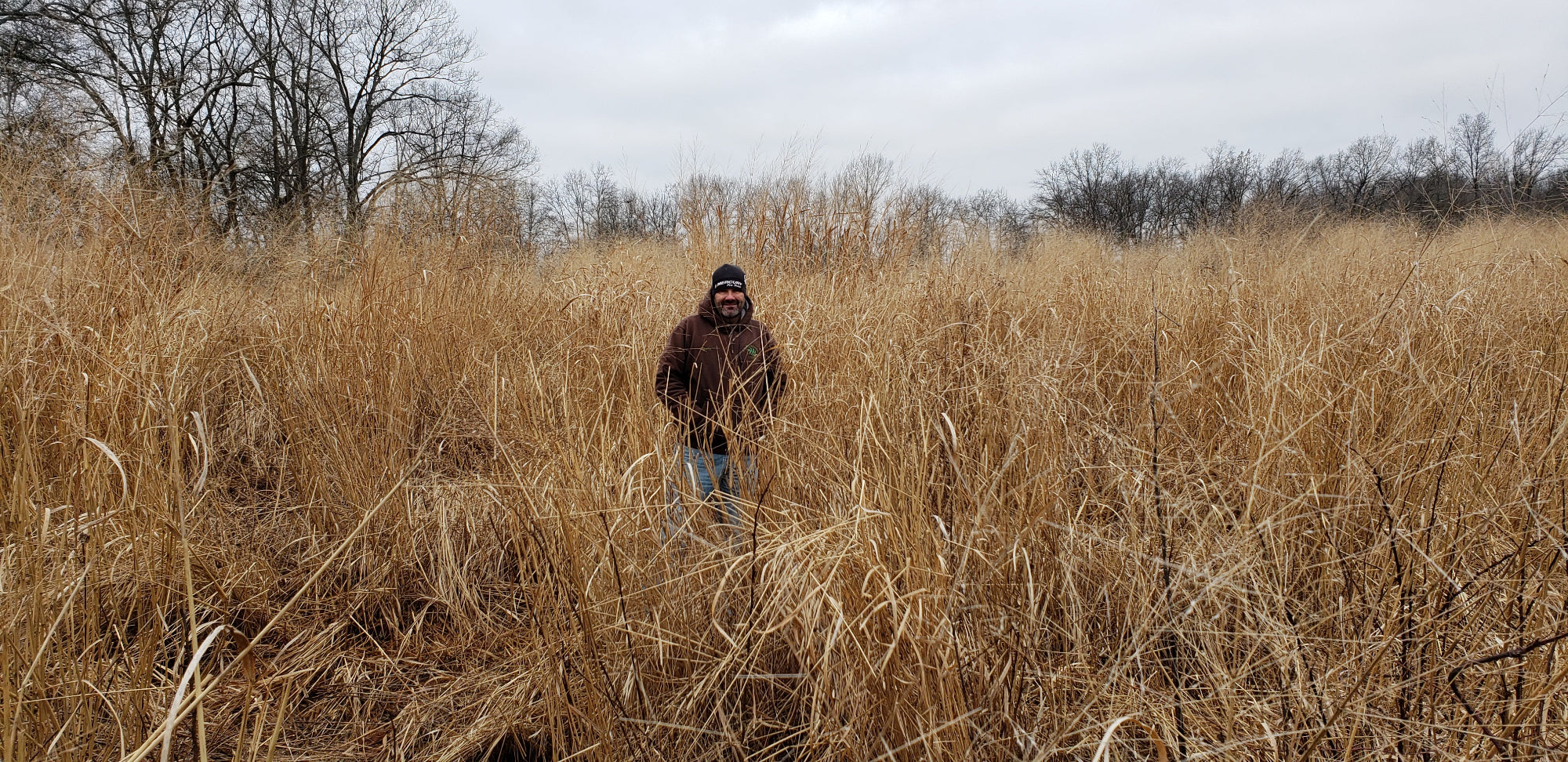 Epicenter Outdoors founder Chuck Main in a managed food plot during late-season property work