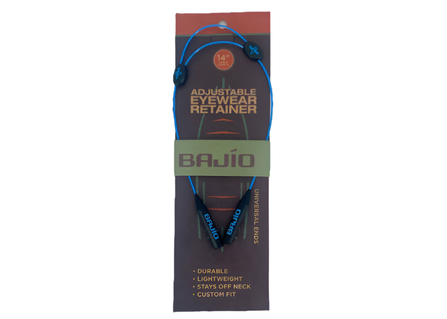 Bajío Mono Keeper - Royal Blue, Front View of Lightweight Adjustable Sunglasses Retainer