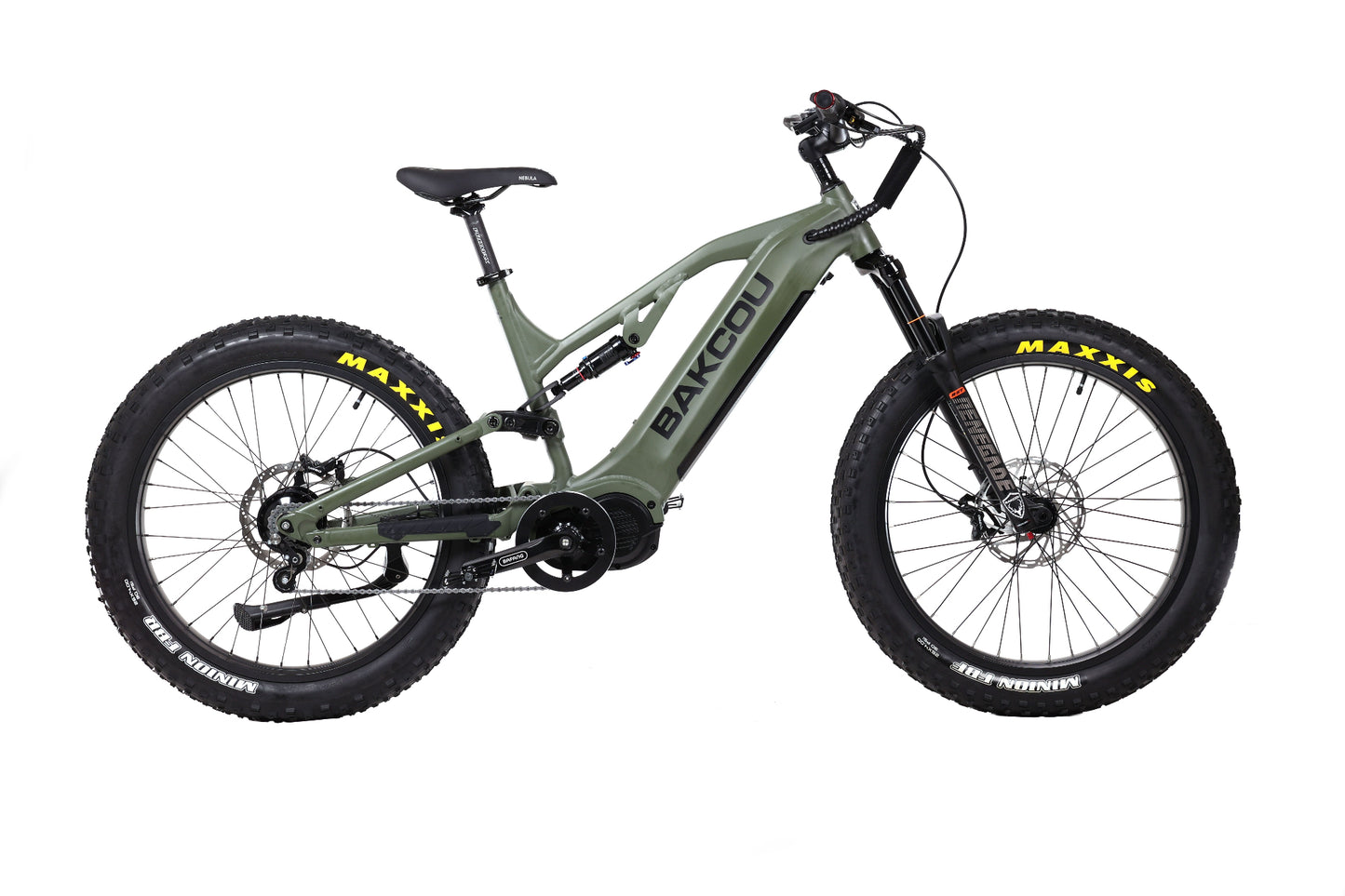Bakcou Scout Jäger E-Bike - Side View, Matte Army Green (Left Side)