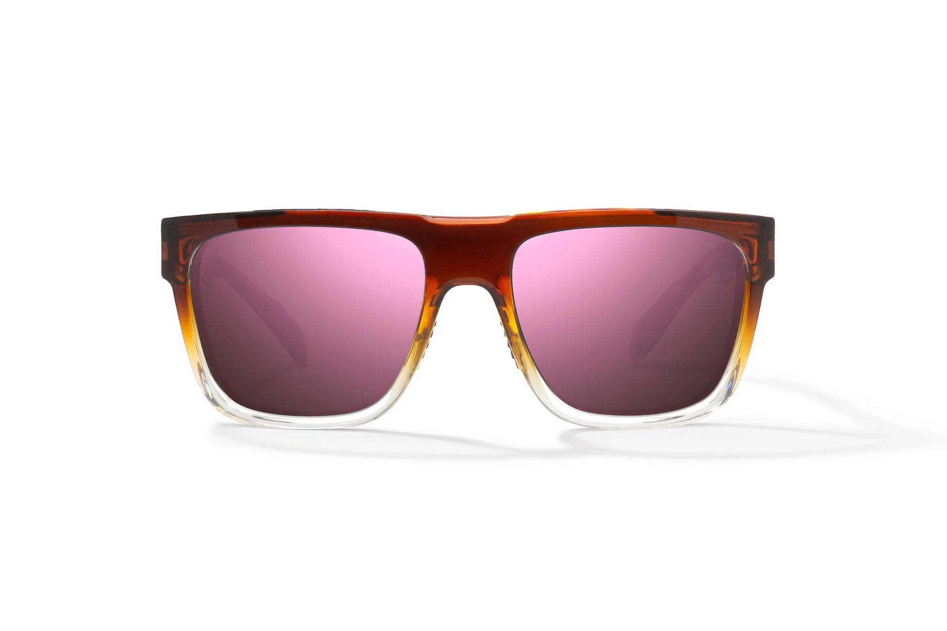 Bajio Caballo Sunglasses - Front View, Whiskey Fade Gloss Frame with Rose Mirror Lens
