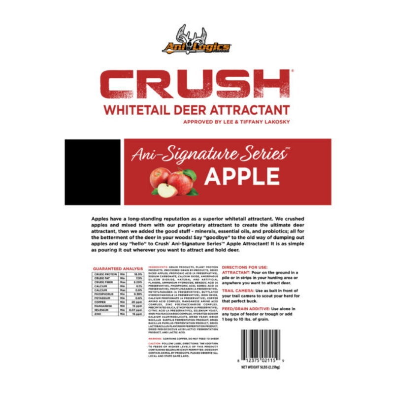 Close-up of Ani-Logics Crush Granular Attractant – Apple Flavor, Textured Granules with Nutrient-Rich Ingredients for Whitetail Deer