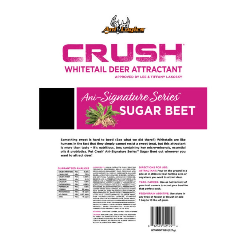 Close-up of Ani-Logics Crush Granular Attractant – Sugar Beet Flavor, Textured Granules with Nutrient-Rich Ingredients for Whitetail Deer