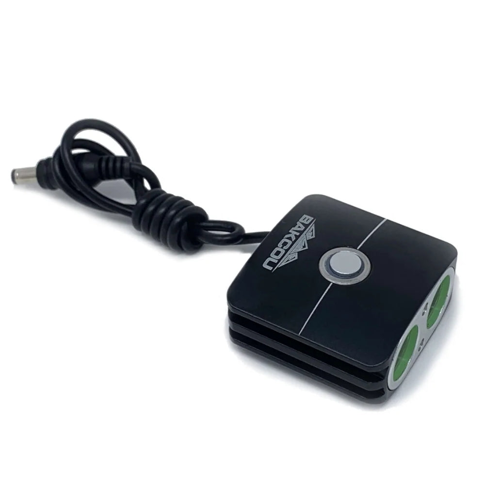 Side view of the Bakcou 2200 Lumen GoPro Mount Headlight, displaying its compact waterproof design and quick-release mounting bracket.