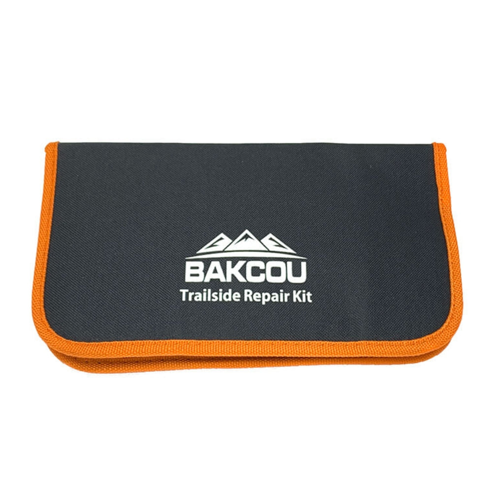 Bakcou Trailside Repair Kit closed in its durable carrying case, designed for compact storage and easy transport on electric bikes