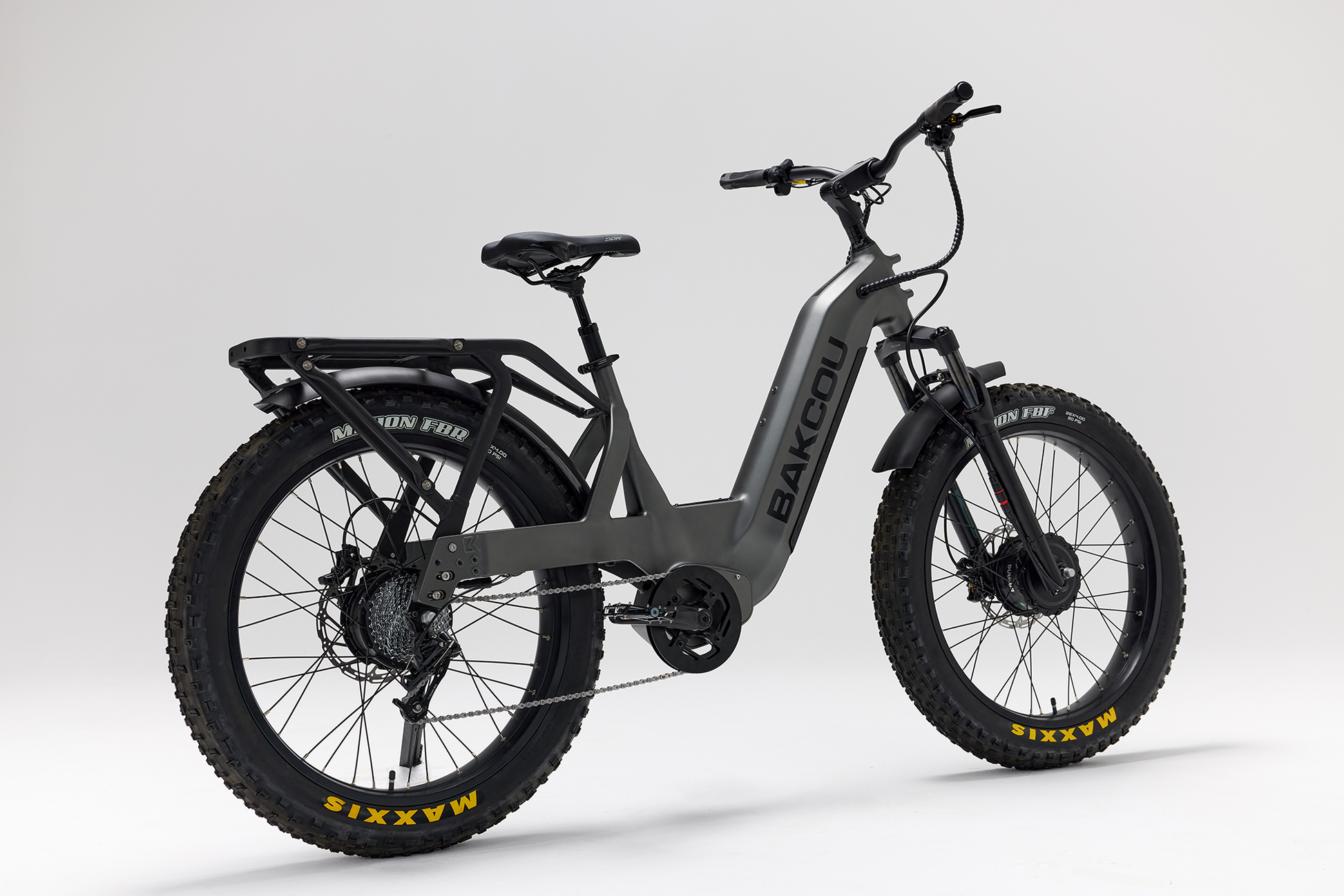 Bakcou Kodiak SD AWD E-Bike – Rear Angled View, Passenger Side, Gun Metal Gray Frame