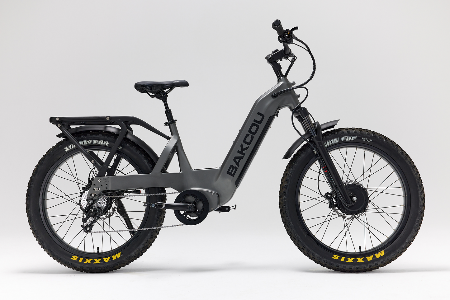 Bakcou Kodiak SD AWD E-Bike – Side View, Gun Metal Gray Frame with Extra Battery