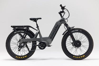 Bakcou Kodiak SD AWD E-Bike – Side View, Gun Metal Gray Frame with Extra Battery