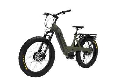 Bakcou Kodiak SD AWD E-Bike – Angled View, Driver Side, Matte Army Green Frame