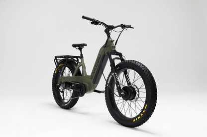 Bakcou Kodiak SD AWD E-Bike – Angled View, Passenger Side, Matte Army Green Frame