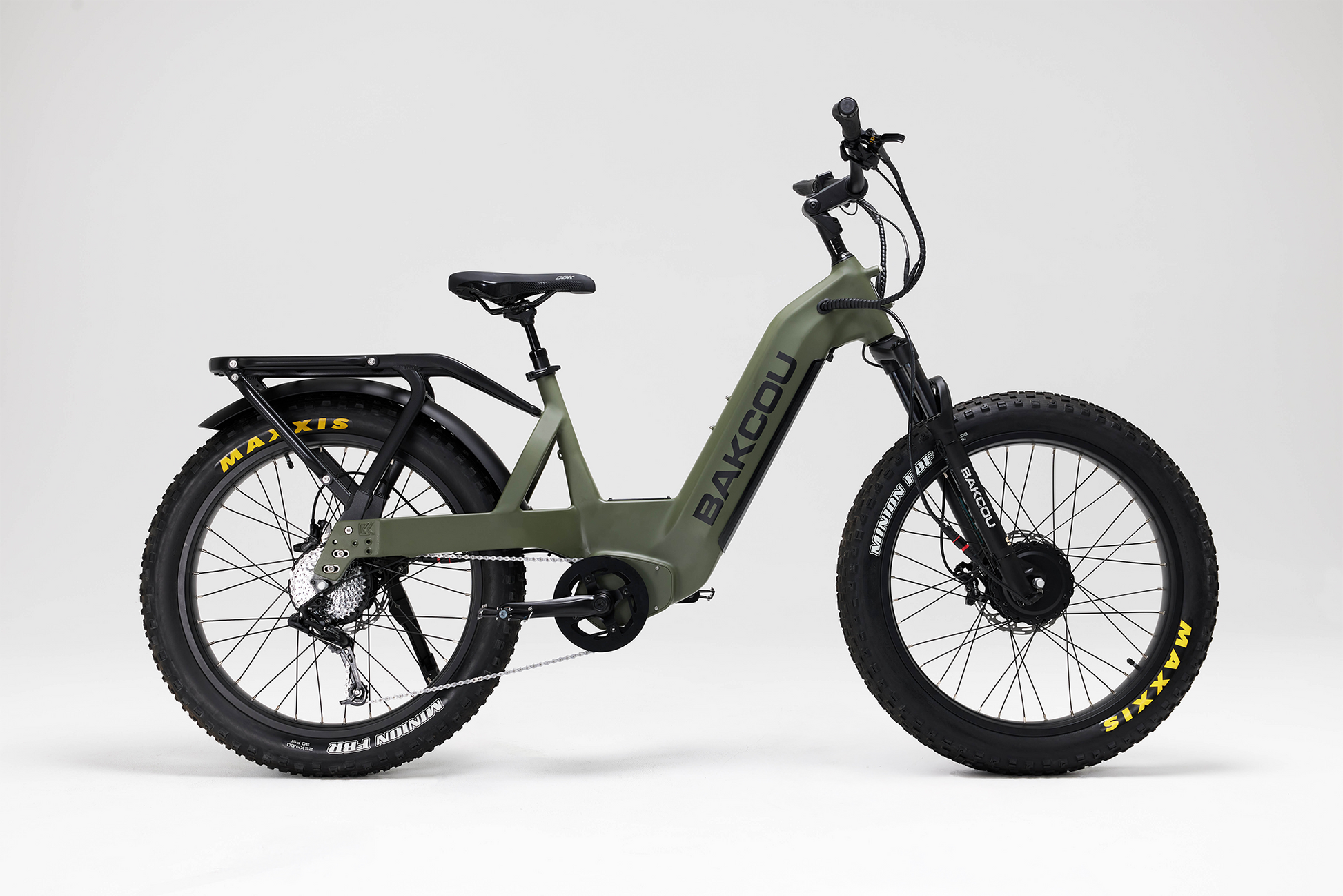 Bakcou Kodiak SD AWD E-Bike – Side View, Passenger Side, Matte Army Green Frame
