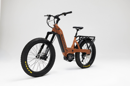 Bakcou Mule SD E-Bike – Angled View, Driver Side, Matte Burnt Orange Frame