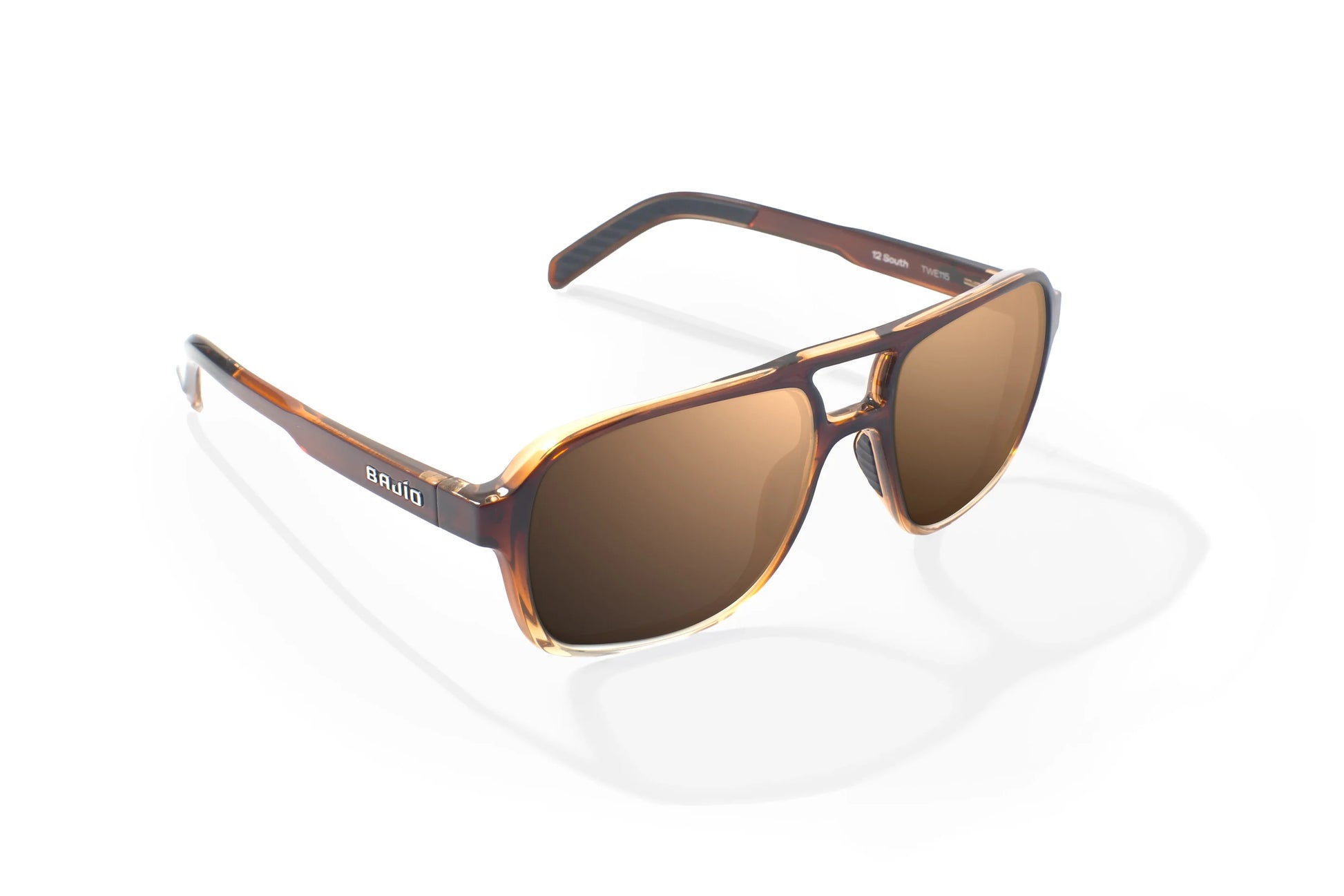 Bajio 12 South Sunglasses - Angled View, Whiskey Fade Gloss Frame with Copper Lens
