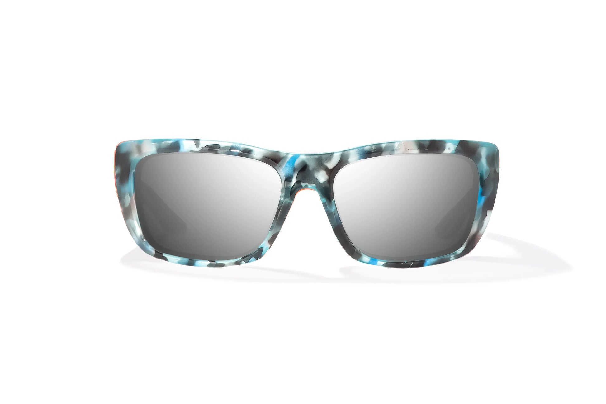 Bajío Annette Sunglasses - Front View, Blue Ray Gloss Frame with Silver Mirror Lens