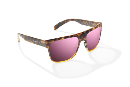 Caballo Sunglasses - Angled View, Brown Turtle Gloss Frame with Rose Mirror Lens
