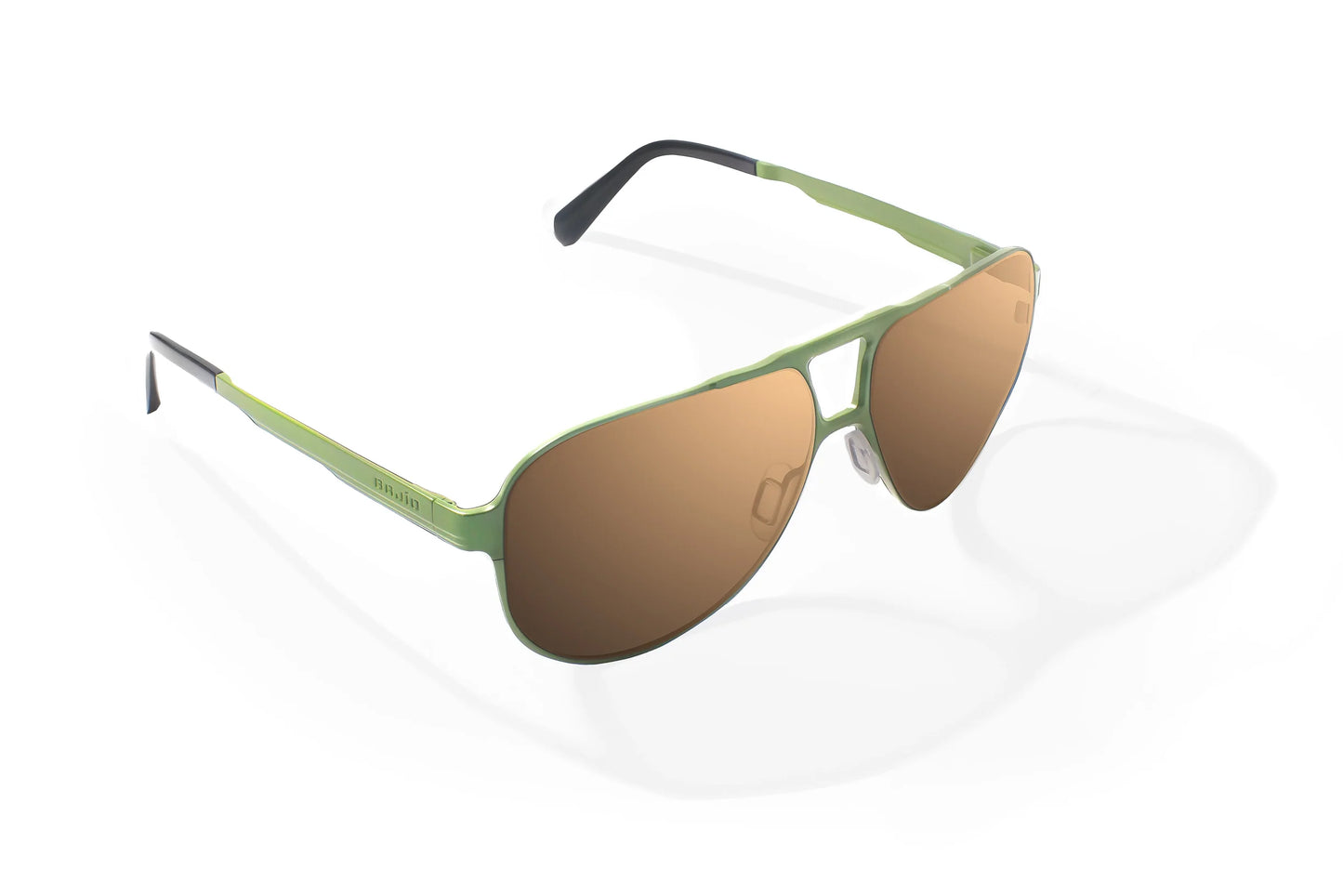 Bajio Clink Sunglasses - Angled View, Army Green Matte Frame with Copper Lens