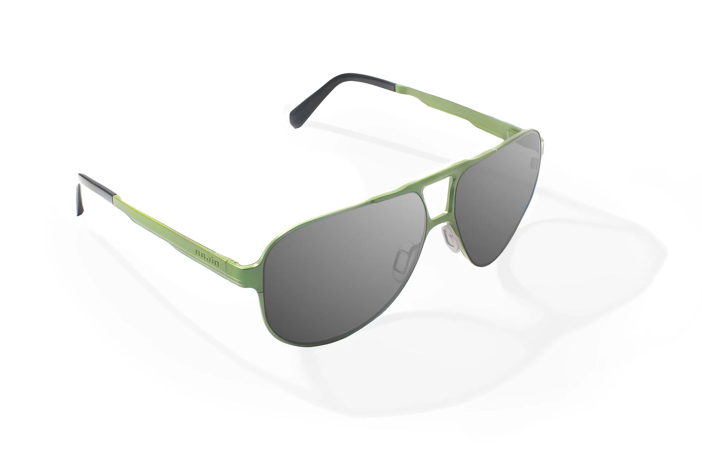 Bajio Clink Sunglasses - Angled View, Army Green Matte Frame with Gray Lens