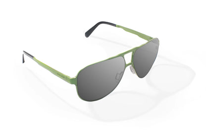 Bajio Clink Sunglasses - Angled View, Army Green Matte Frame with Gray Lens