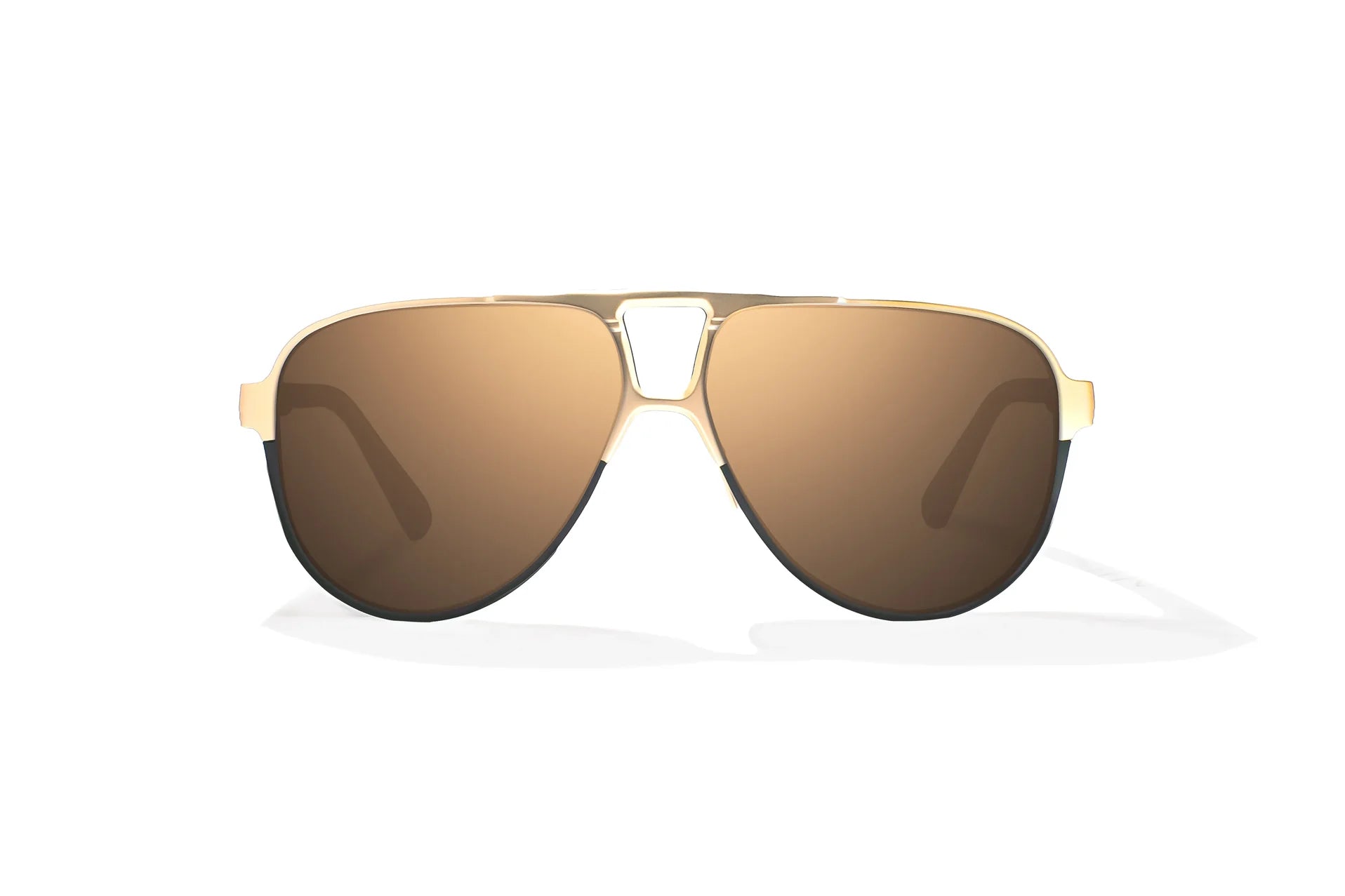 Bajio Clink Sunglasses - Front View, Gold/Black Fade Matte Frame with Copper Lens