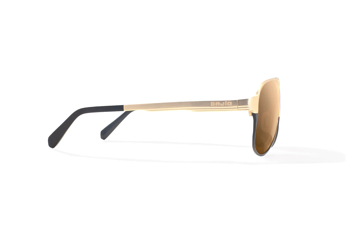 Bajio Clink Sunglasses - Side View, Gold/Black Fade Matte Frame with Copper Lens