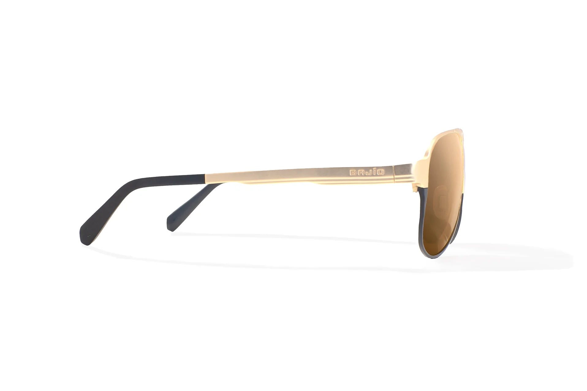 Bajio Clink Sunglasses - Side View, Gold/Black Fade Matte Frame with Copper Lens