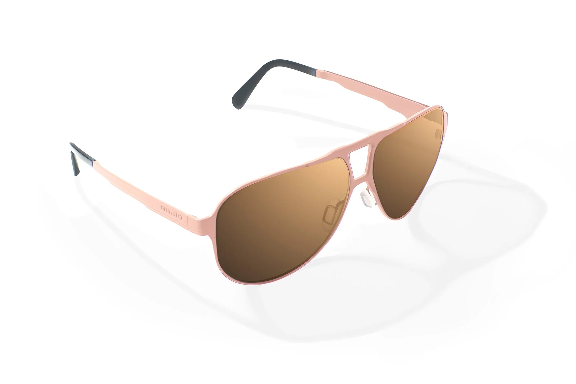 Bajio Clink Sunglasses - Angled View, Taupe Matte Frame with Copper Lens