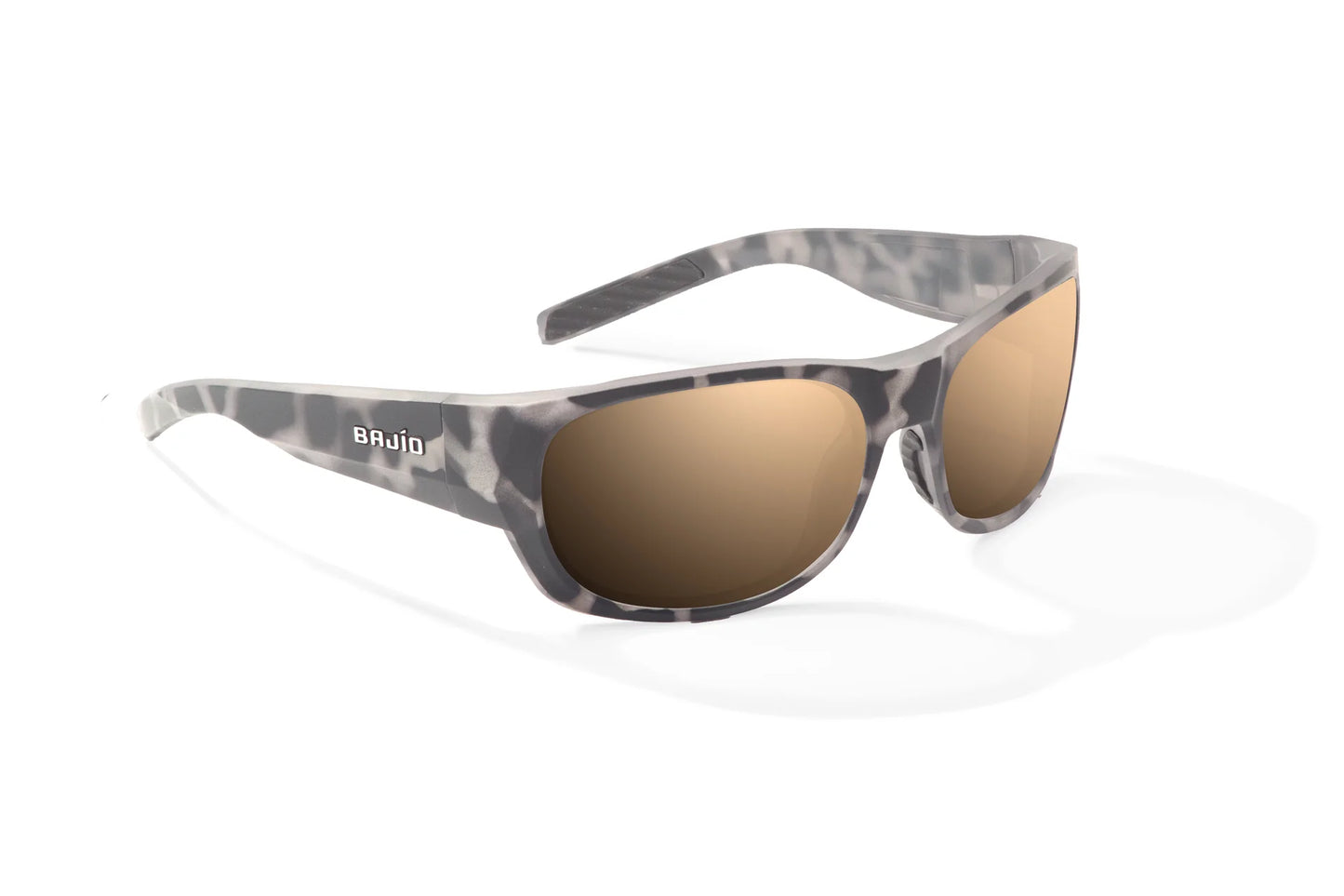 Bajio Darien Sunglasses - Angled View, Brown Rock Matte Frame with Copper Lens