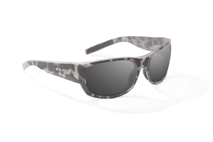 Bajio Darien Sunglasses - Angled View, Brown Rock Matte Frame with Gray Lens