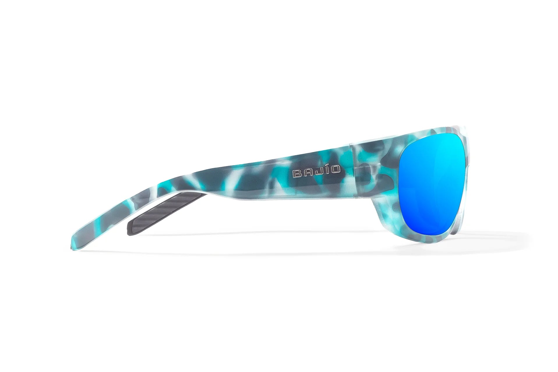 Bajio Darien Sunglasses - Side View, Light Blue Water Matte Frame with Blue Mirror Lens