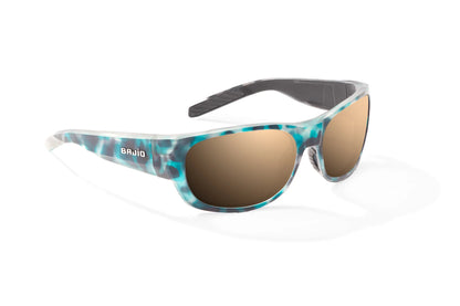 Bajio Darien Sunglasses - Angled View, Light Blue Water Matte Frame with Copper Lens