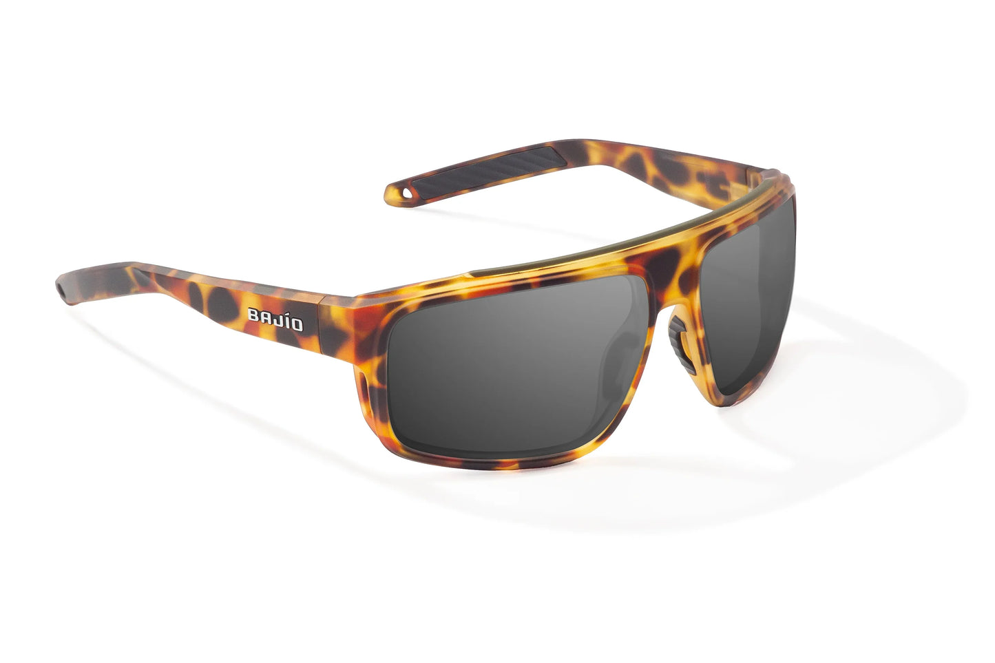 Bajío Greenland Sunglasses - Angled View, Green Water Matte Frame with Gray Lens