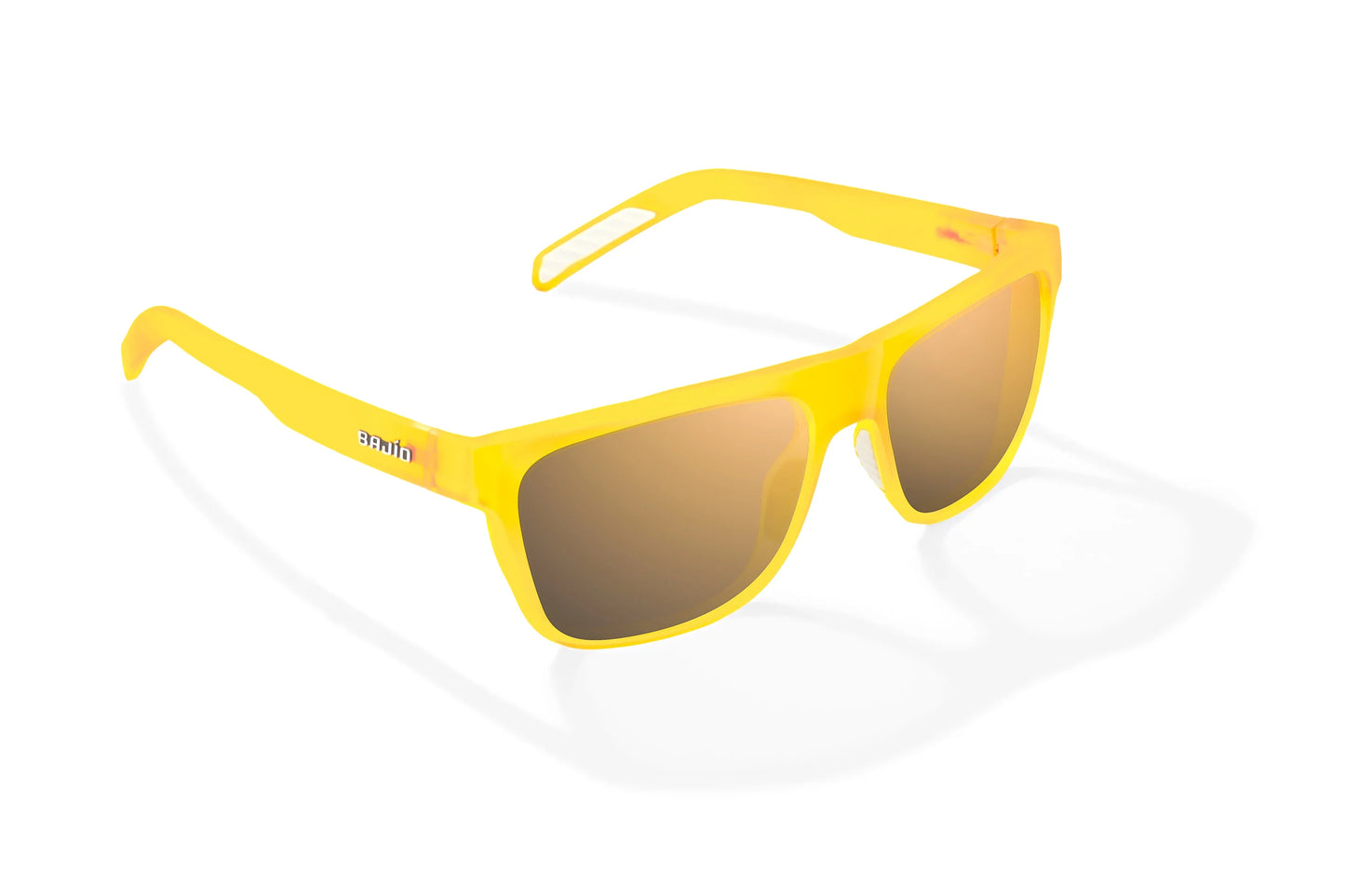 Hopedale Sunglasses - Angled View, Yellow Glass Matte Frame with Copper Lens