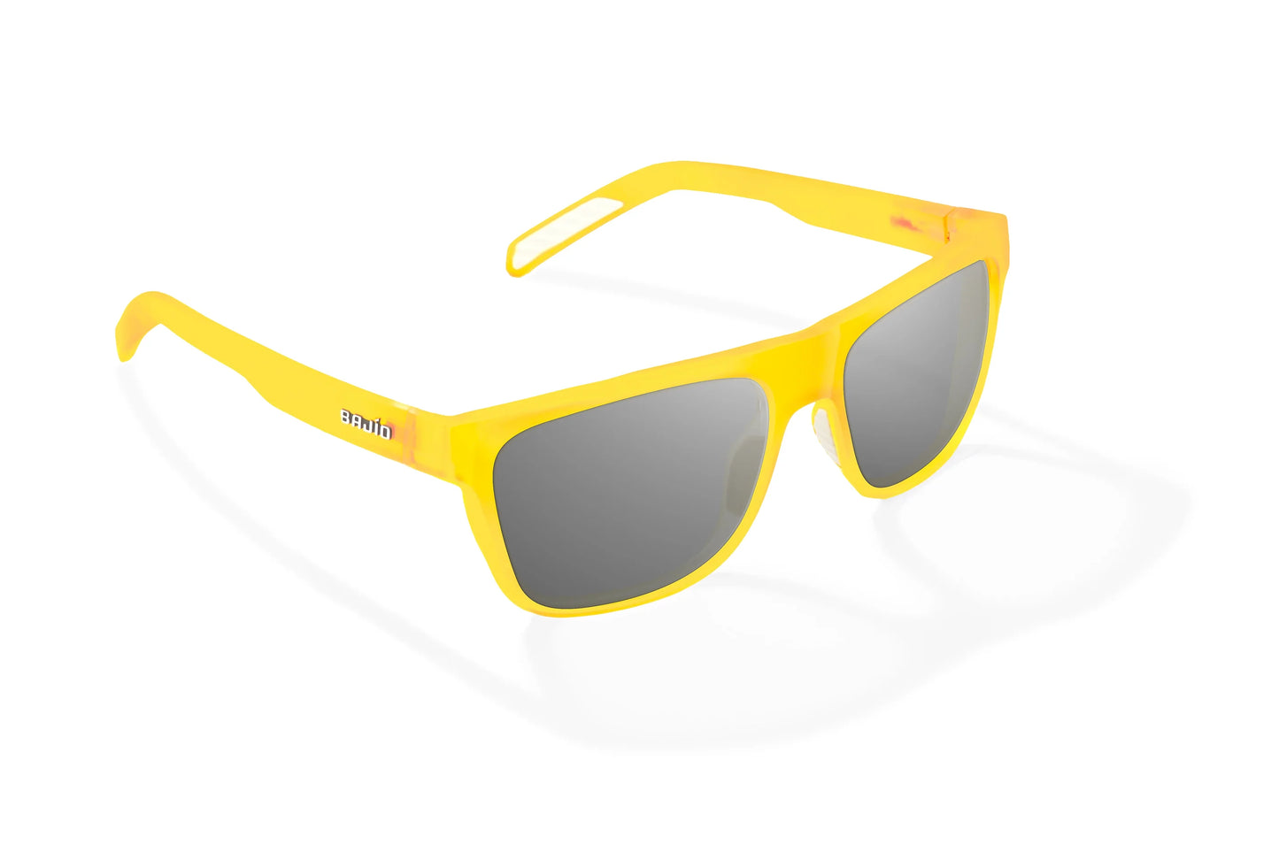 Hopedale Sunglasses - Angled View, Yellow Glass Matte Frame with Gray Lens
