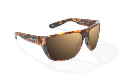 Bajio Las Rocas Sunglasses - Angled View, Brown Tortoise Matte Frame with Copper Lens
