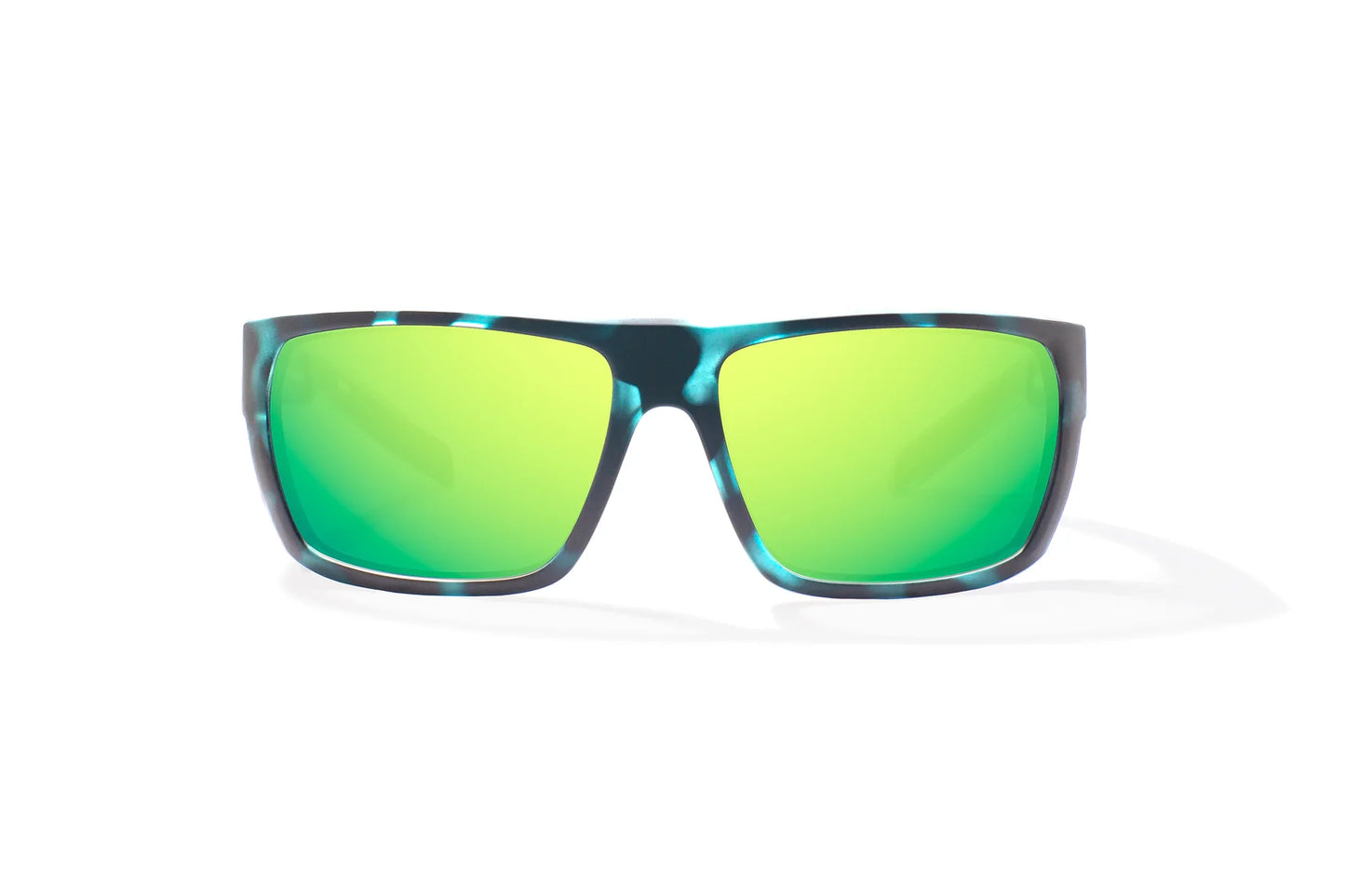 Bajio Palometa Sunglasses - Front View, Blue Water Matte Frame with Green Mirror Lens