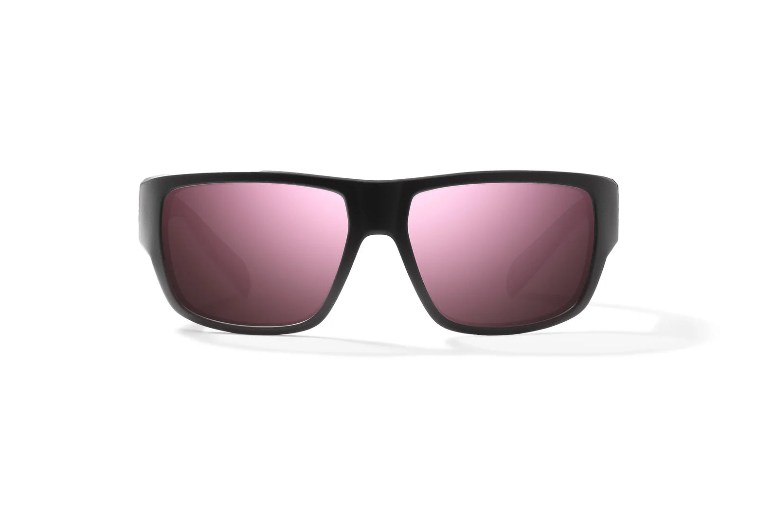 Bajio Piedra Sunglasses - Front View, Black Matte Frame with Rose Mirror Lens