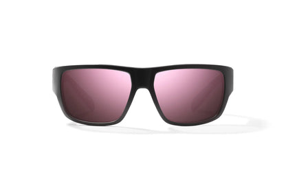 Bajio Piedra Sunglasses - Front View, Black Matte Frame with Rose Mirror Lens