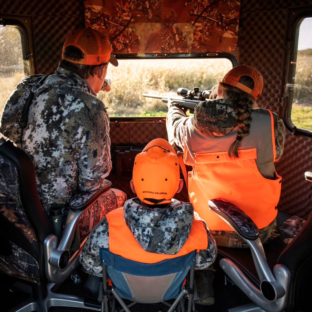 Hunting Blinds, inside view Stump 4 with family hunting trip