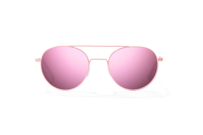 Bajio Tionia Sunglasses - Front View, Light Pink Glass Matte Frame with Rose Mirror Lens