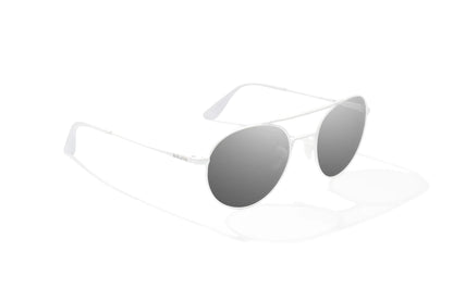 Bajio Tionia Sunglasses - Angled View, White Gloss Frame with Gray Lens