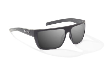 Bajio Zapata Sunglasses - Angled View, Black Matte Frame with Gray Lens