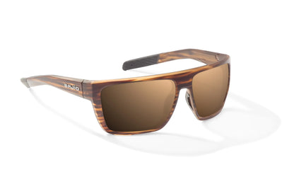 Bajio Zapata Sunglasses - Angled View, Brown Grass Matte Frame with Copper Lens