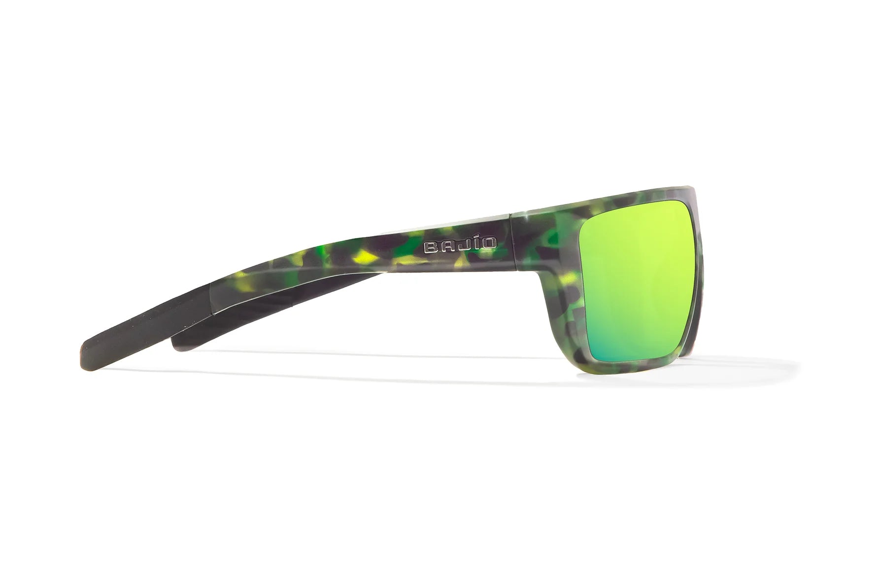 Bajio Zapata Sunglasses - Side View, Green Water Matte Frame with Green Mirror Lens