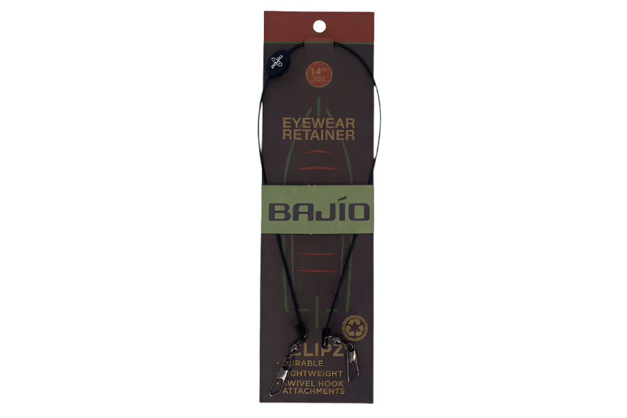 Bajío Clipz Keepers - Black Gloss, Front View of Adjustable Sunglasses Retainer