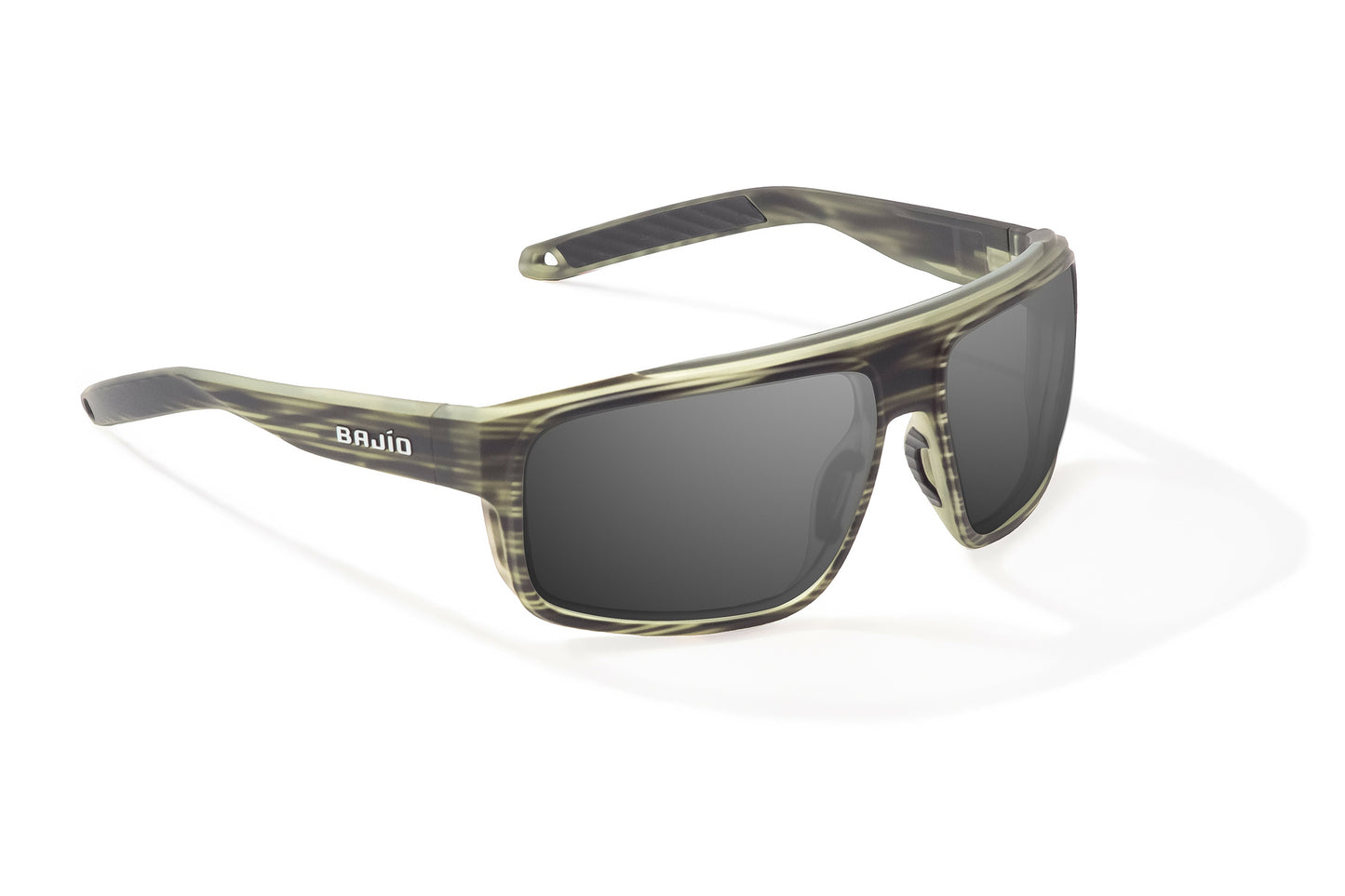Bajío Greenland Sunglasses - Angled View, Gray Grass Matte Frame with Gray Lens
