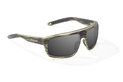 Bajío Greenland Sunglasses - Angled View, Gray Grass Matte Frame with Gray Lens