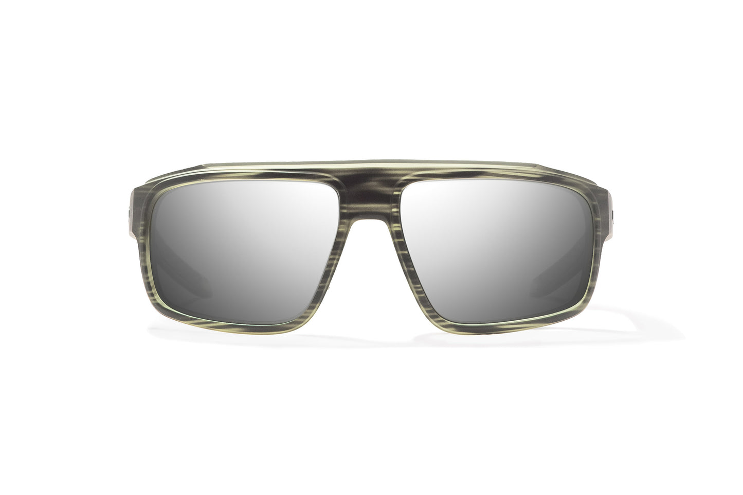 Bajío Greenland Sunglasses - Front View, Gray Grass Matte Frame with Silver Mirror Lens